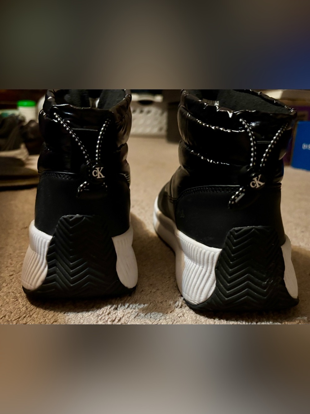 Calvin Klein Black & White Quilted Winter Booties - Picture 2 of 4